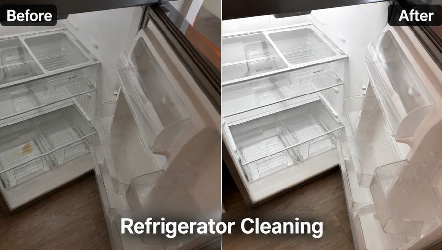 Refrigerator cleaning before and after