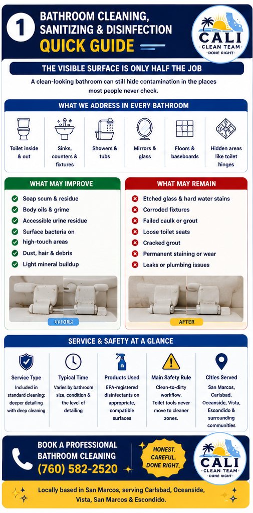 Bathroom Disinfection & Sanitizing in San Marcos, CA — quick facts: what's included and what may be permanent
