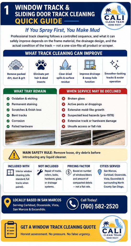 Window Track & Sliding Door Track Cleaning in San Marcos, CA — quick facts: what's included and what may be permanent